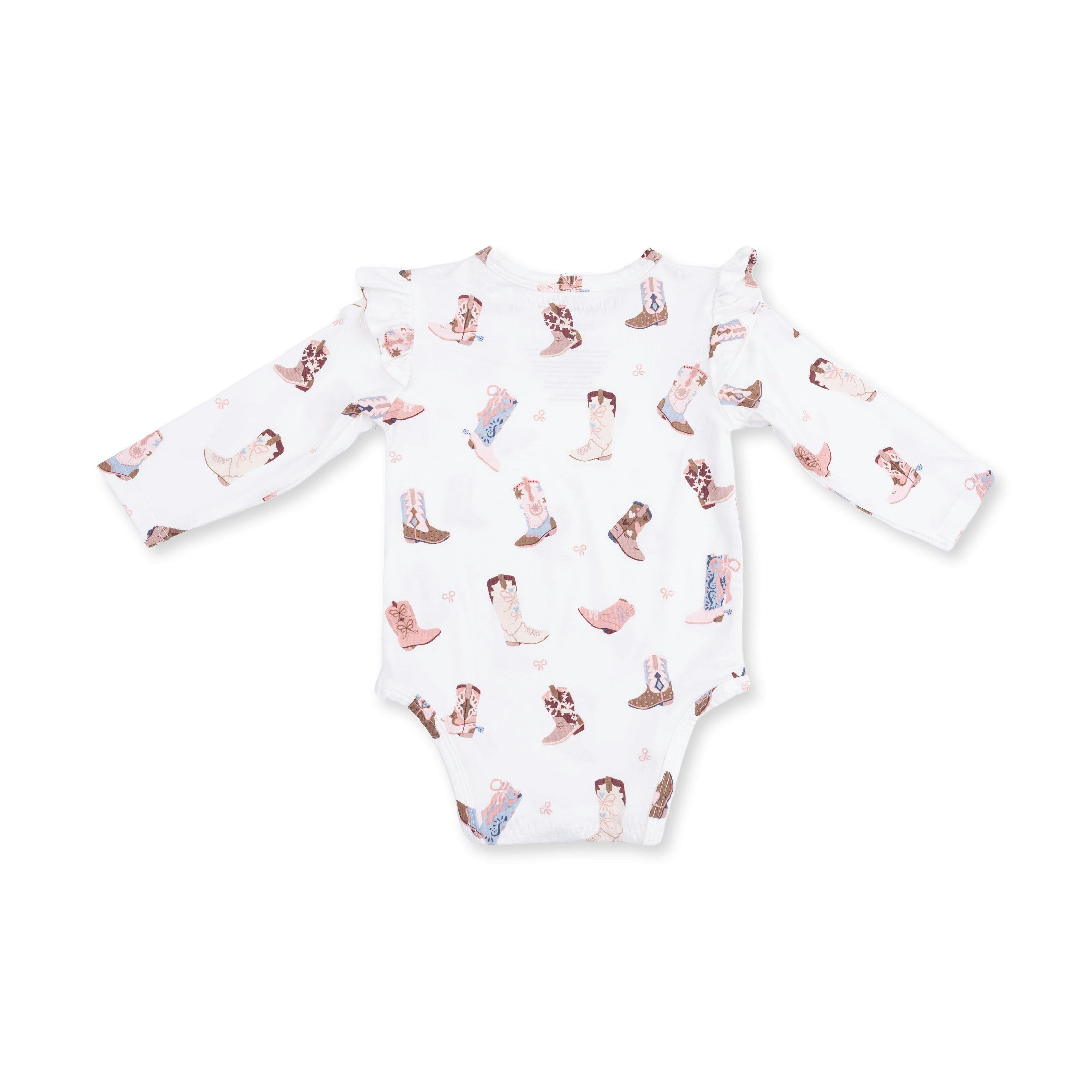 Buckarette Boots - Ruffle Sleeve Bodysuit with Snap Shoulder