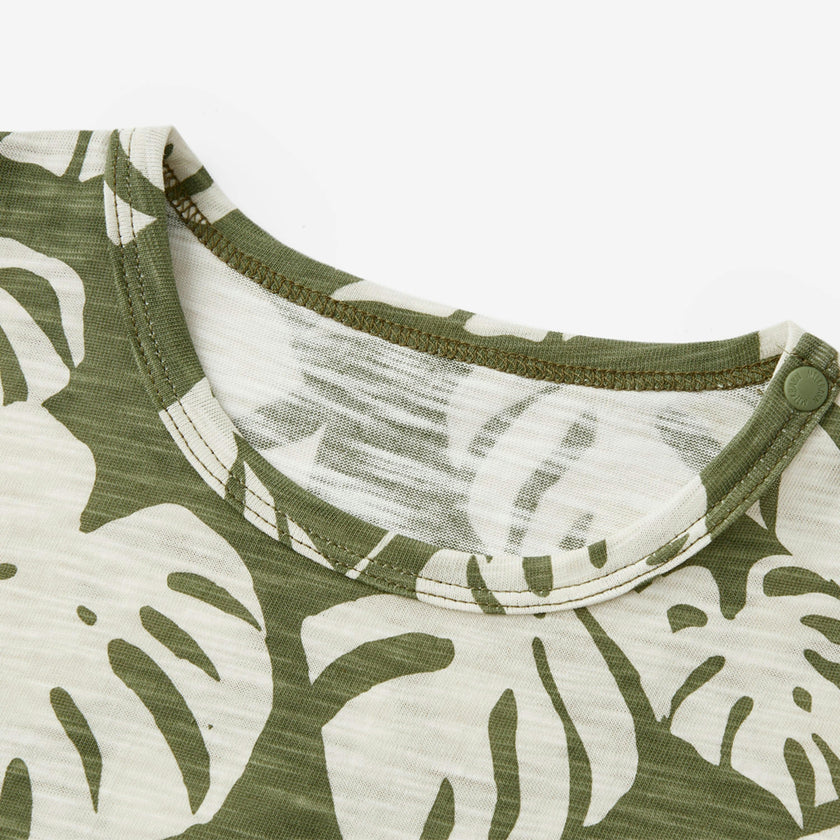 Island Leaf Silhouette Slub Cotton Pocket Tee