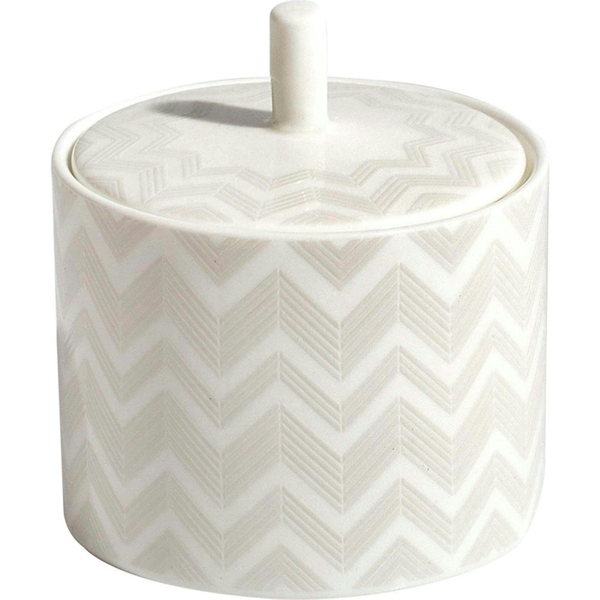 Sugar Pot Zig Zag  White Diam. 3.3"