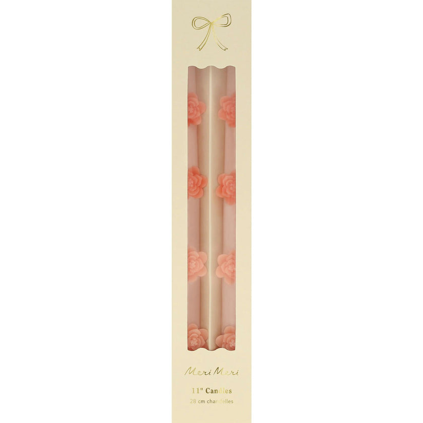 Pink Flower Taper Candles