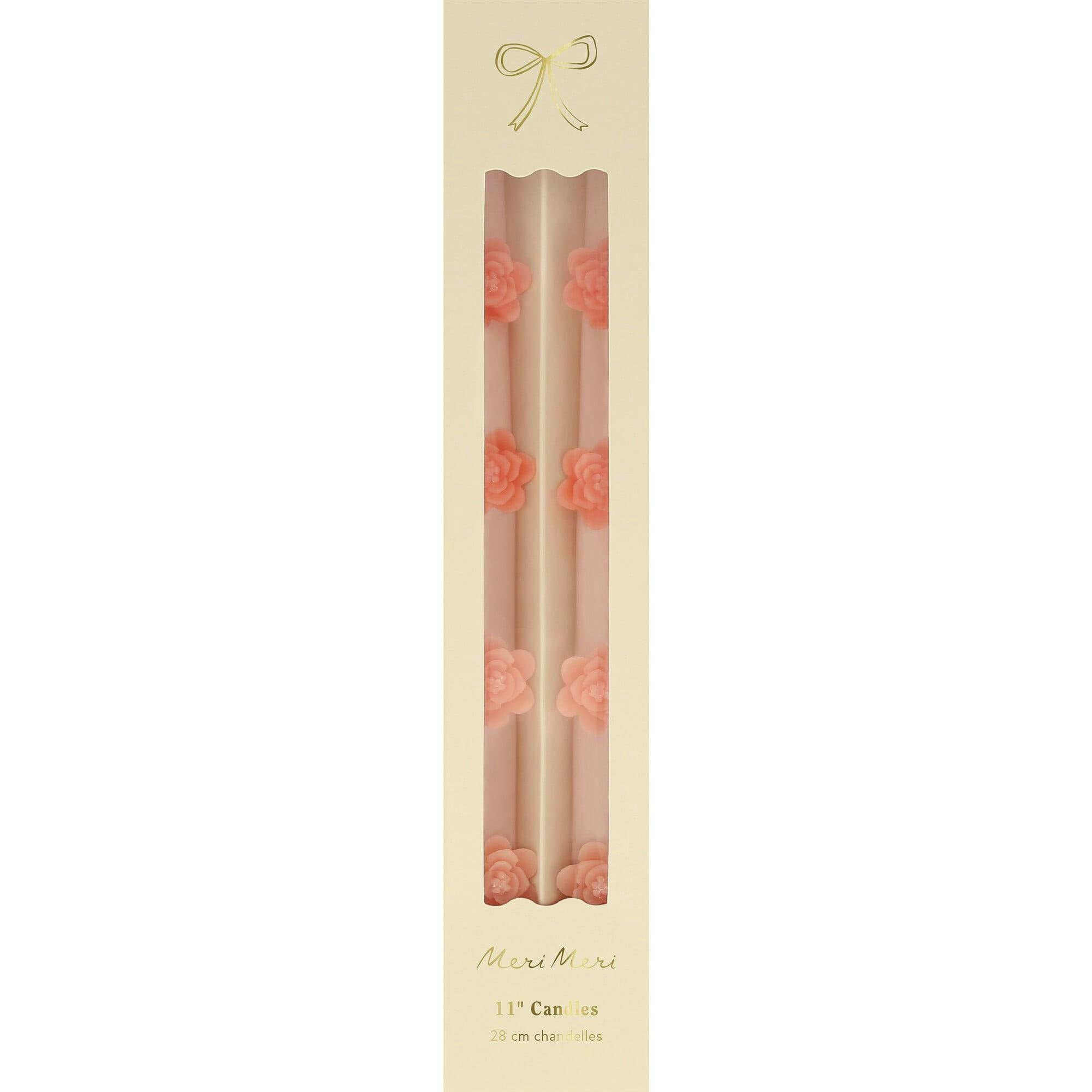 Pink Flower Taper Candles