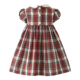 Peter Pan Collar Tartan Smocked Dress