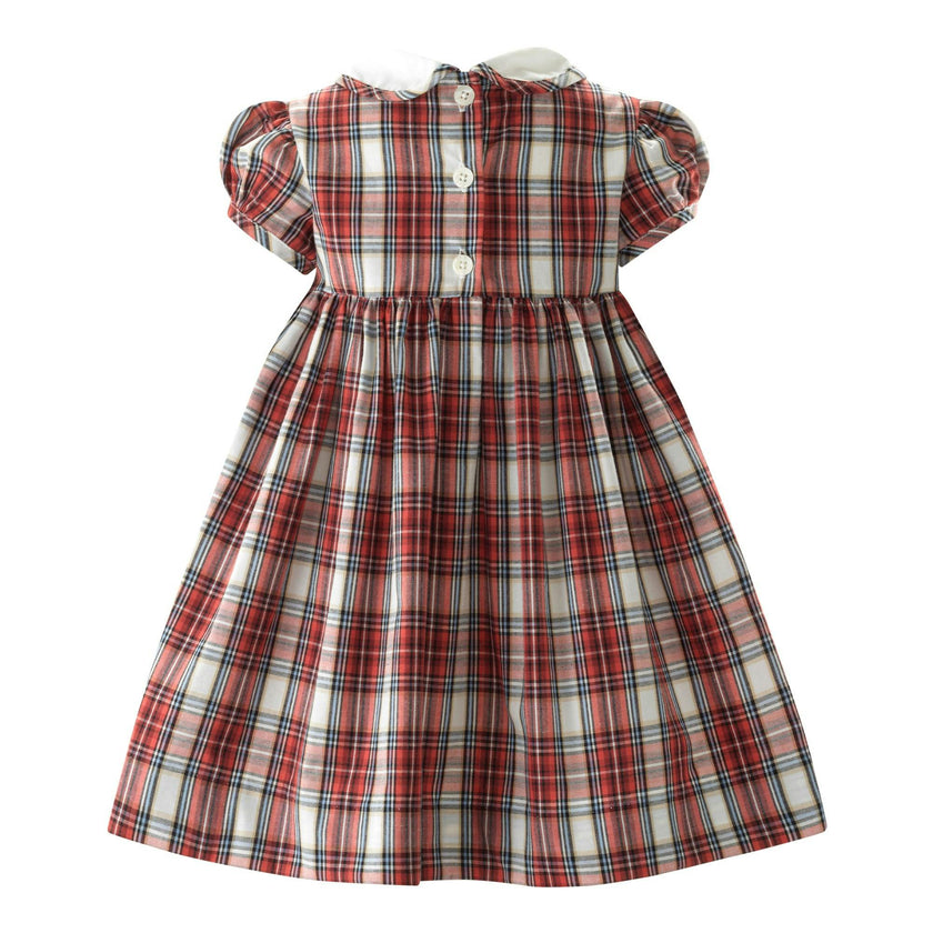 Peter Pan Collar Tartan Smocked Dress