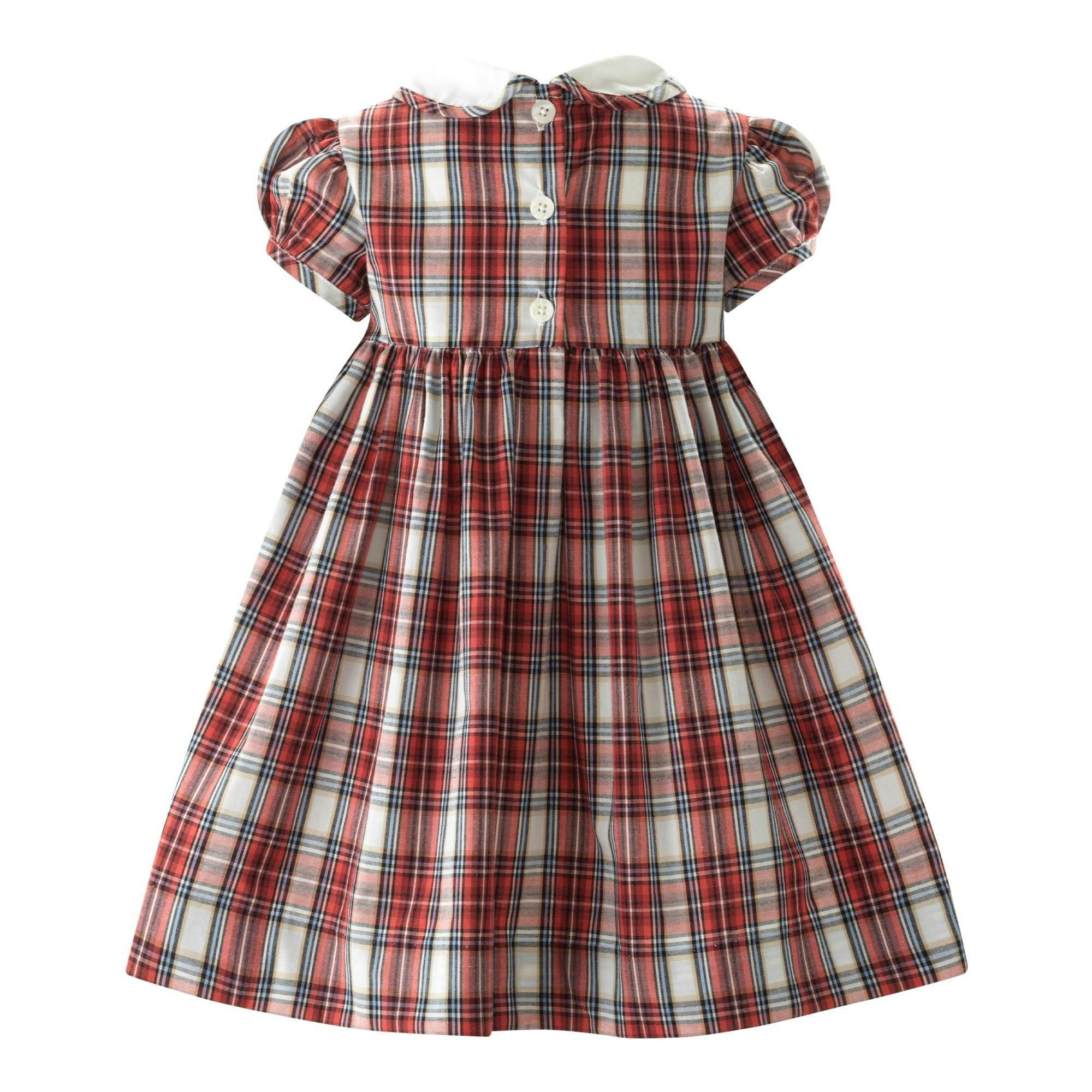 Peter Pan Collar Tartan Smocked Dress