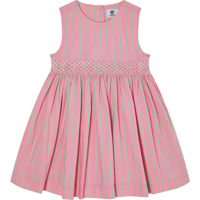 Hand-Smocked Girls Dress Coral