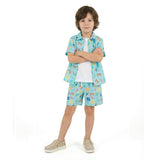 Boys Synthetic Viscose Matching Set | Aqua beach