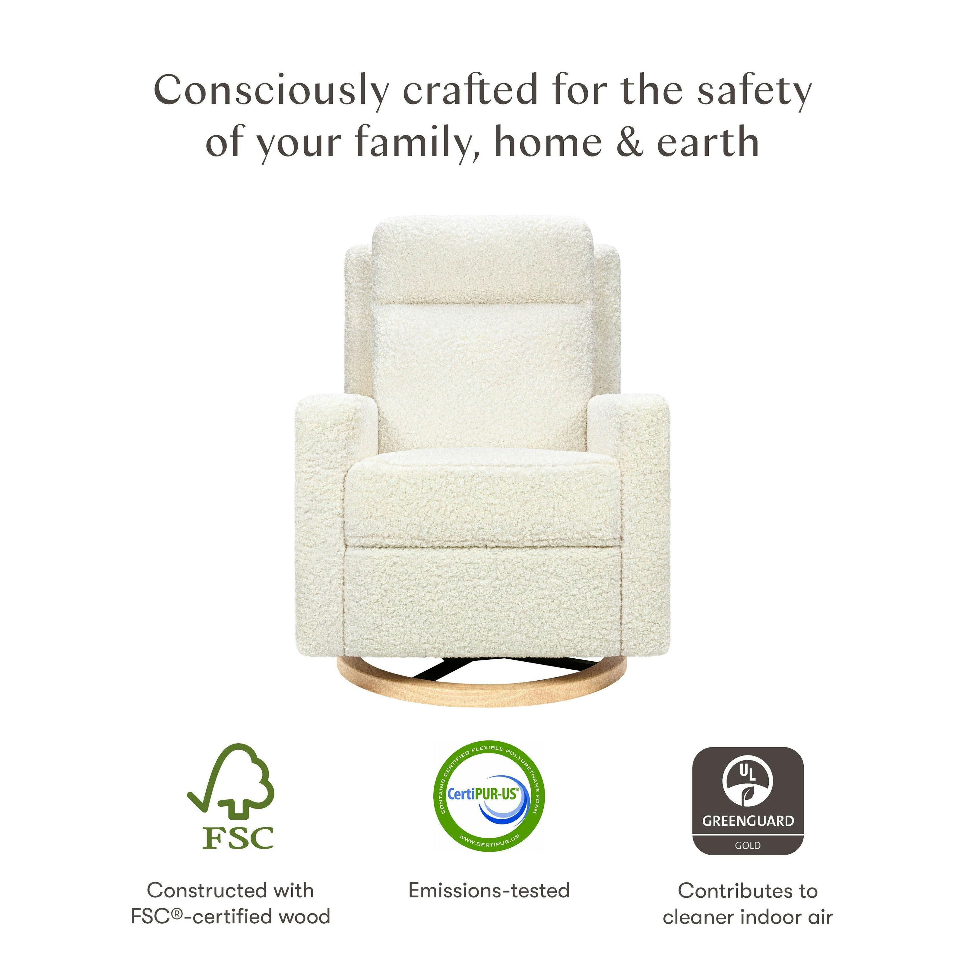 Babyletto Sigi Pro Power Recliner and Swivel Glider with Power Adjustable Headrest and Lumbar Support