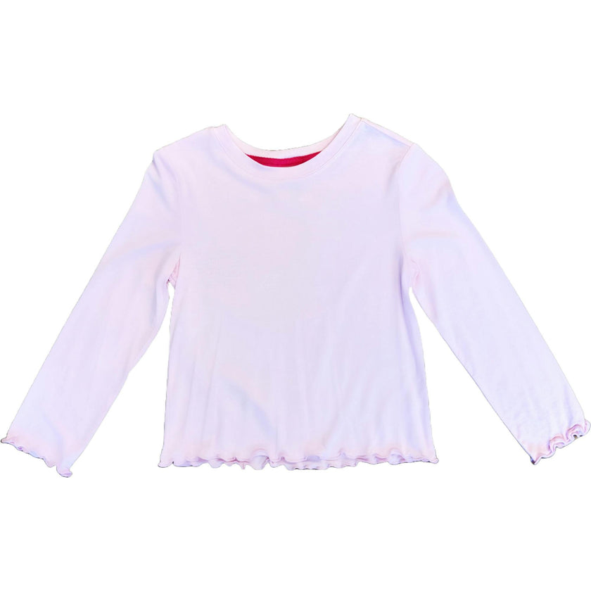 Girls Lettuce Edge Crew Neck Long Sleeve T-Shirt