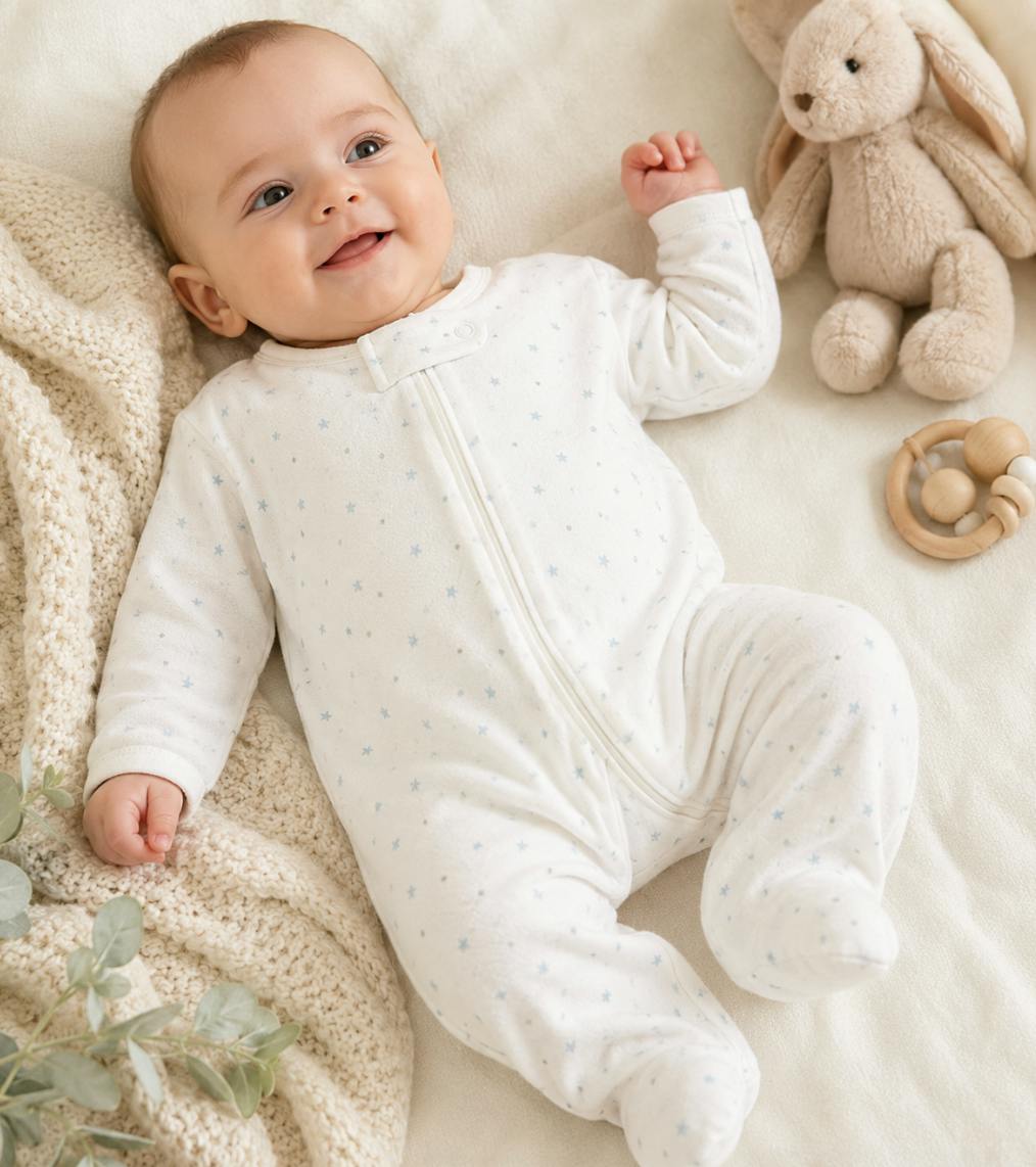 Stars Print Baby Footie Sleeper | Hypoallergenic Pima Cotton