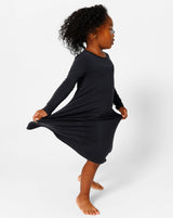 Obsidian Black Bamboo Girls' Long Sleeve Dress