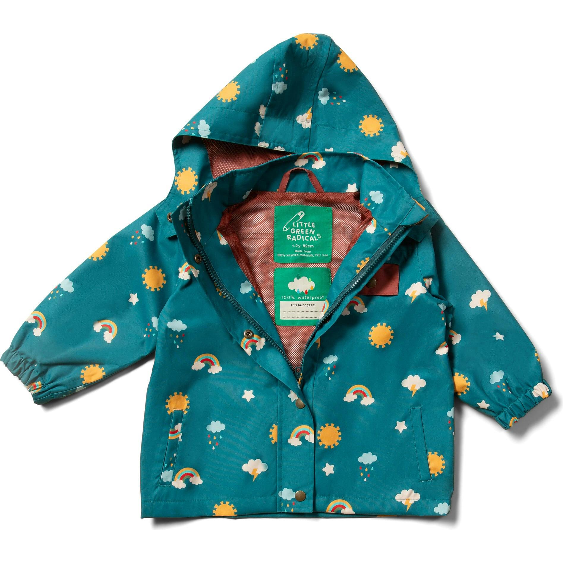 Rainbow Days Recycled Waterproof Raincoat, Green