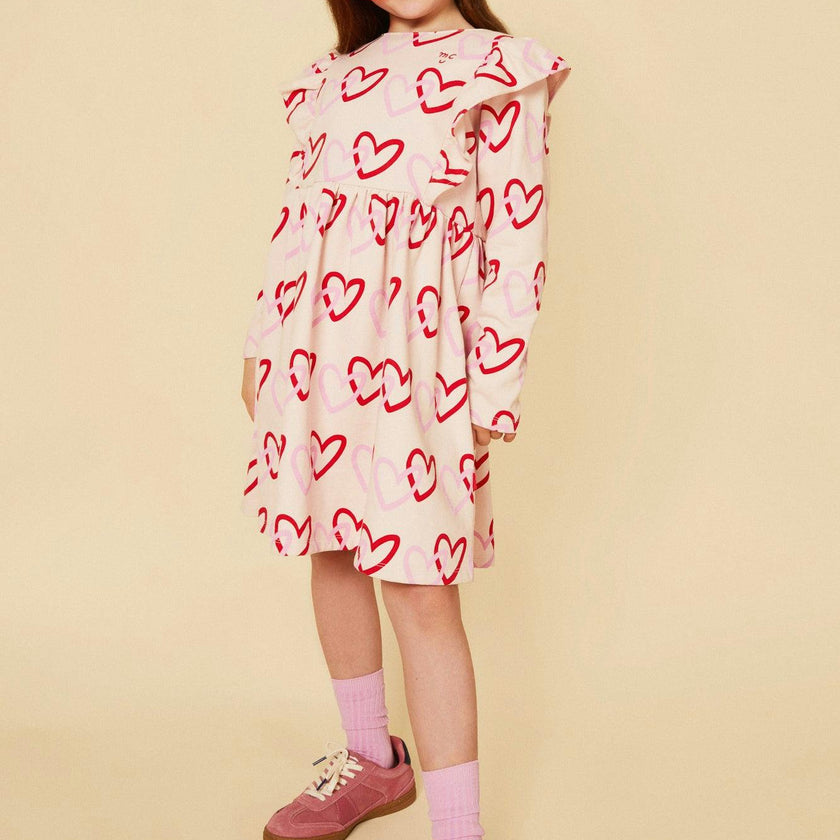 Recycled Cotton Hearts Kid Ruffle Dress