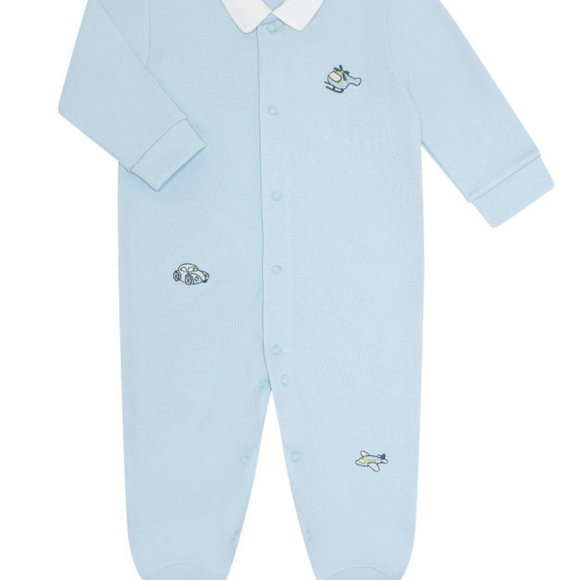 Mini Voyages Embroidery Snap Footie