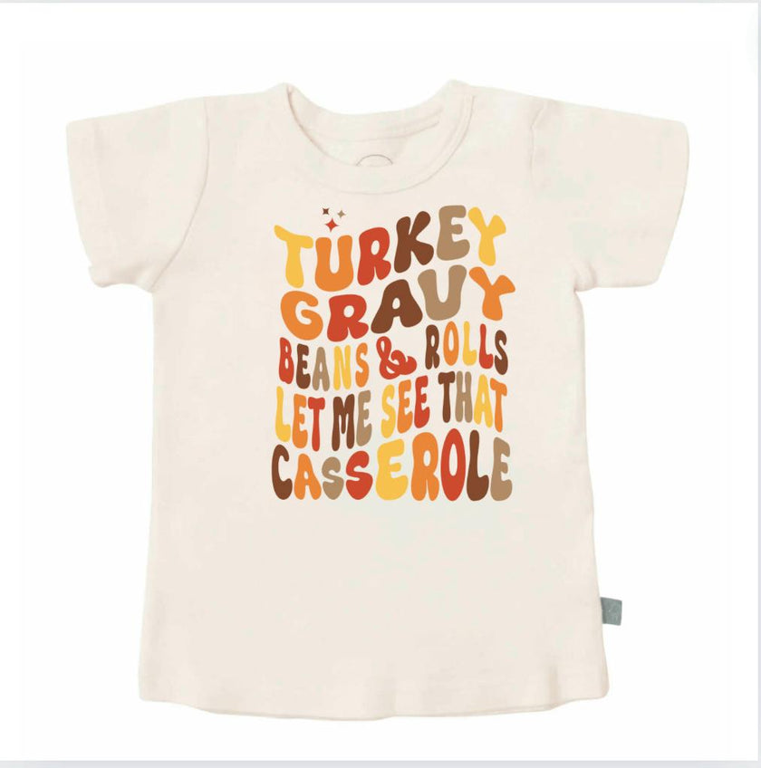 graphic tee | turkey gravy casserole
