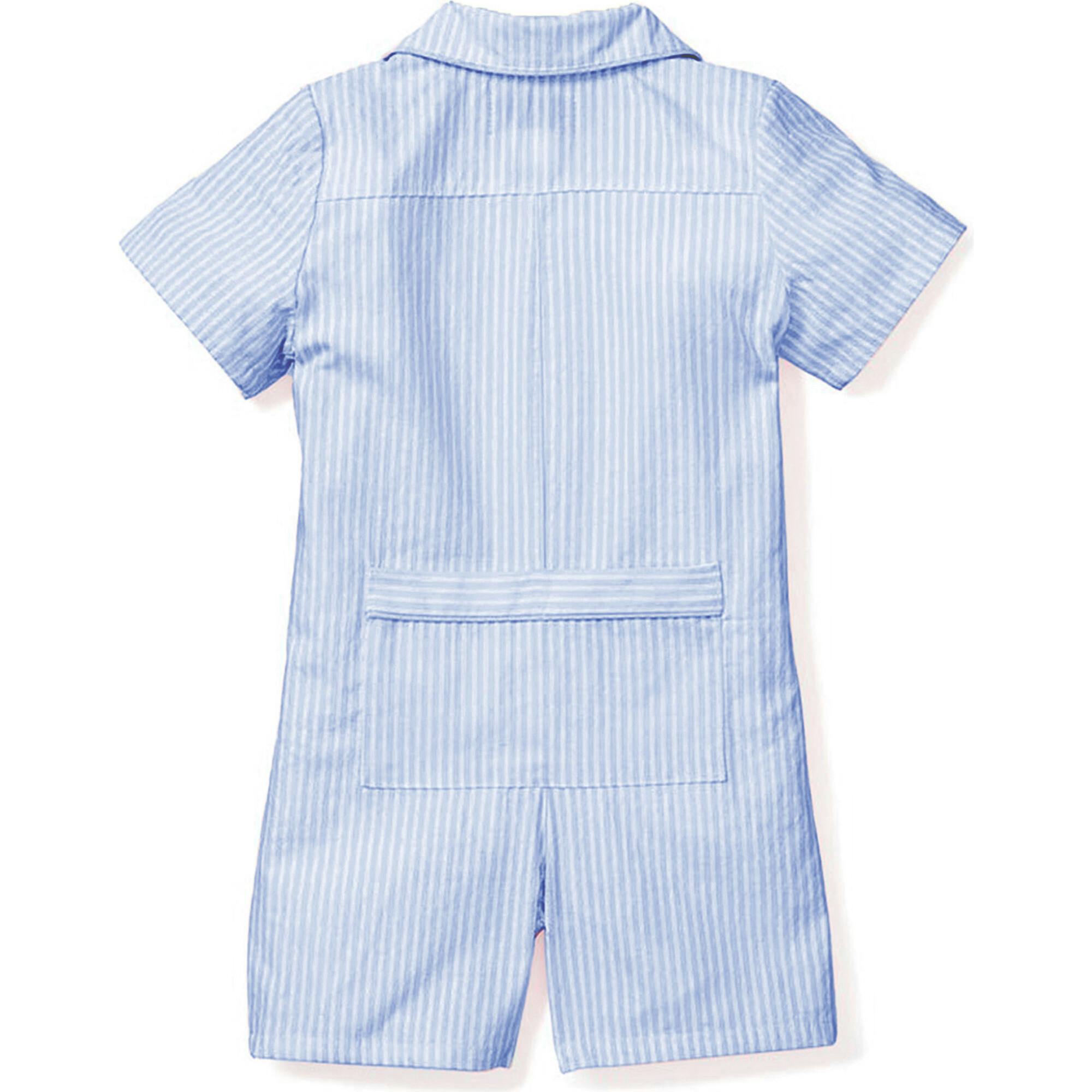 Baby's Twill Summer Romper in French Blue Heritage Stripe