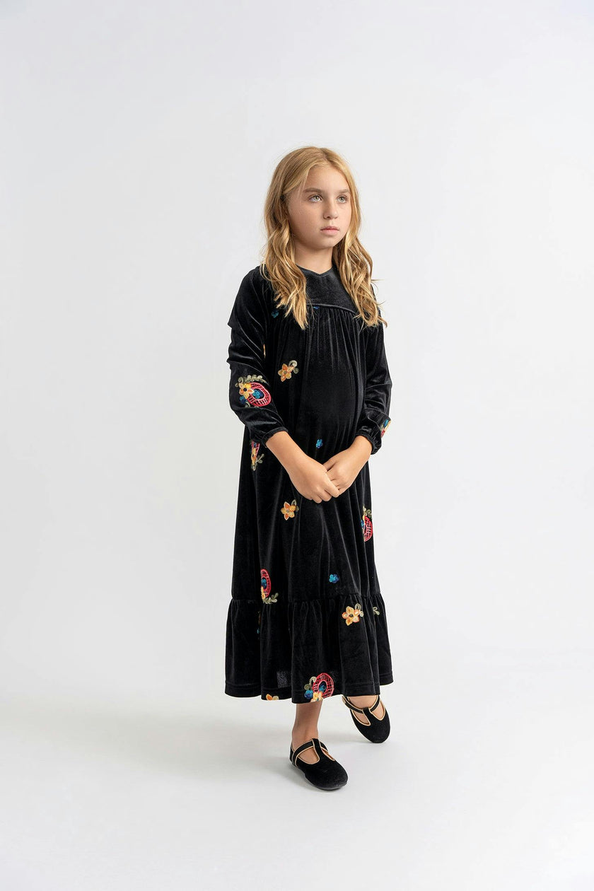 Velour Embroidered Maxi Robe
