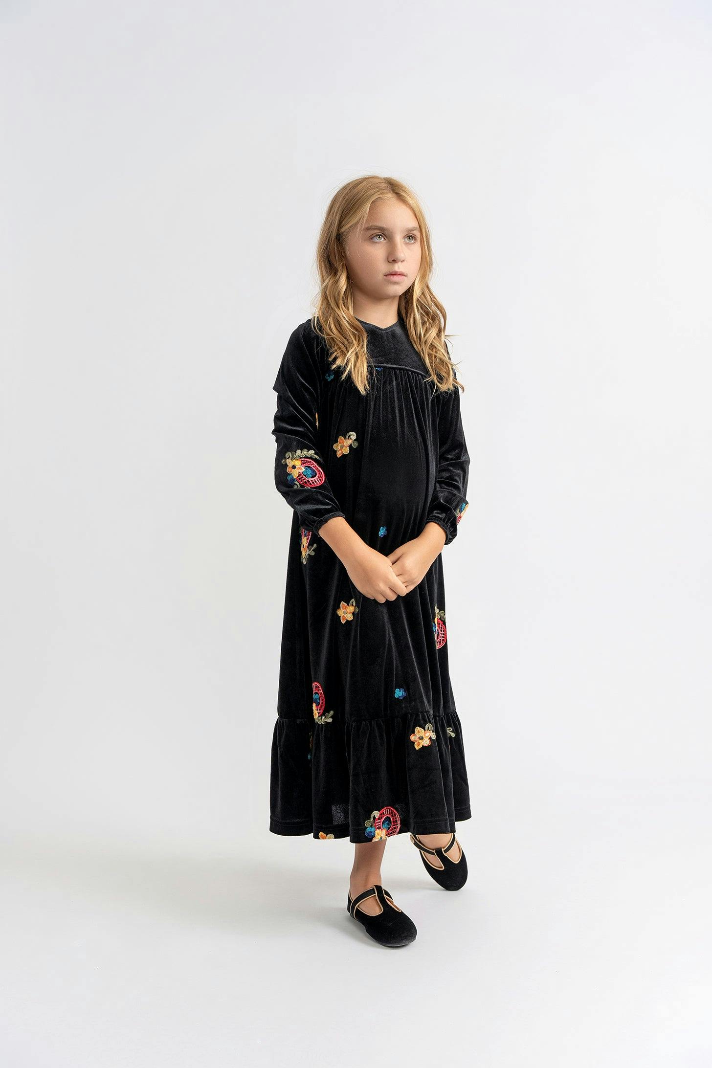 Velour Embroidered Maxi Robe