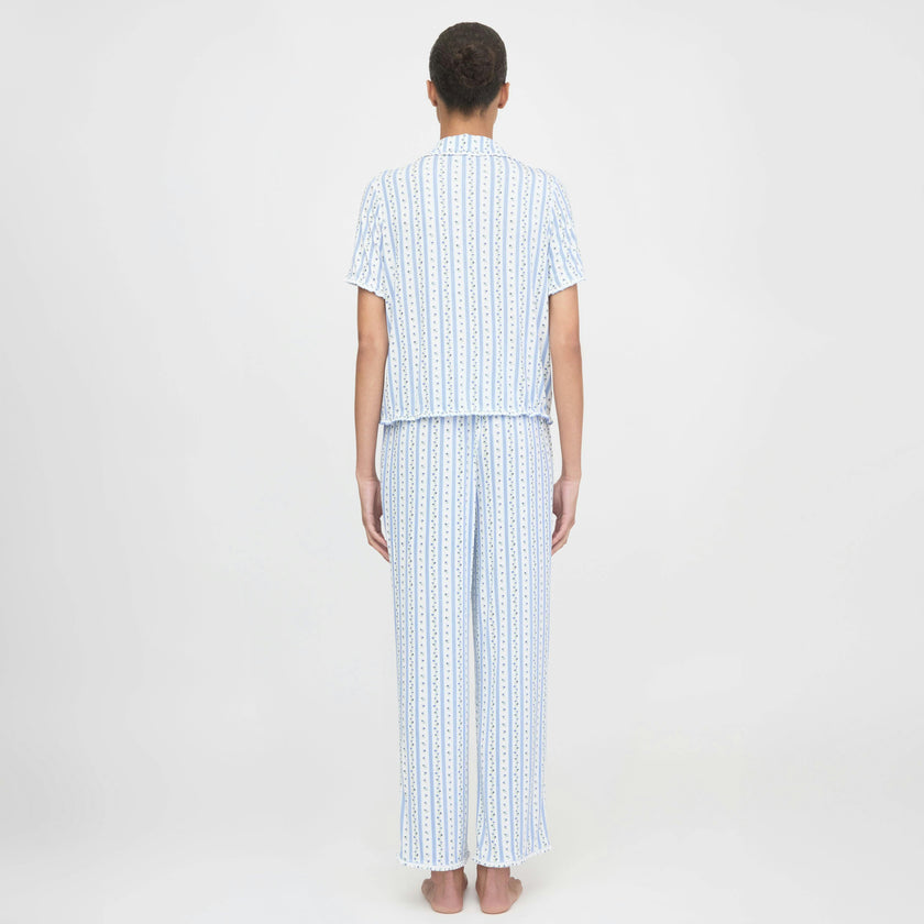 The Marina Pajama Set - Blue Petal Stripe