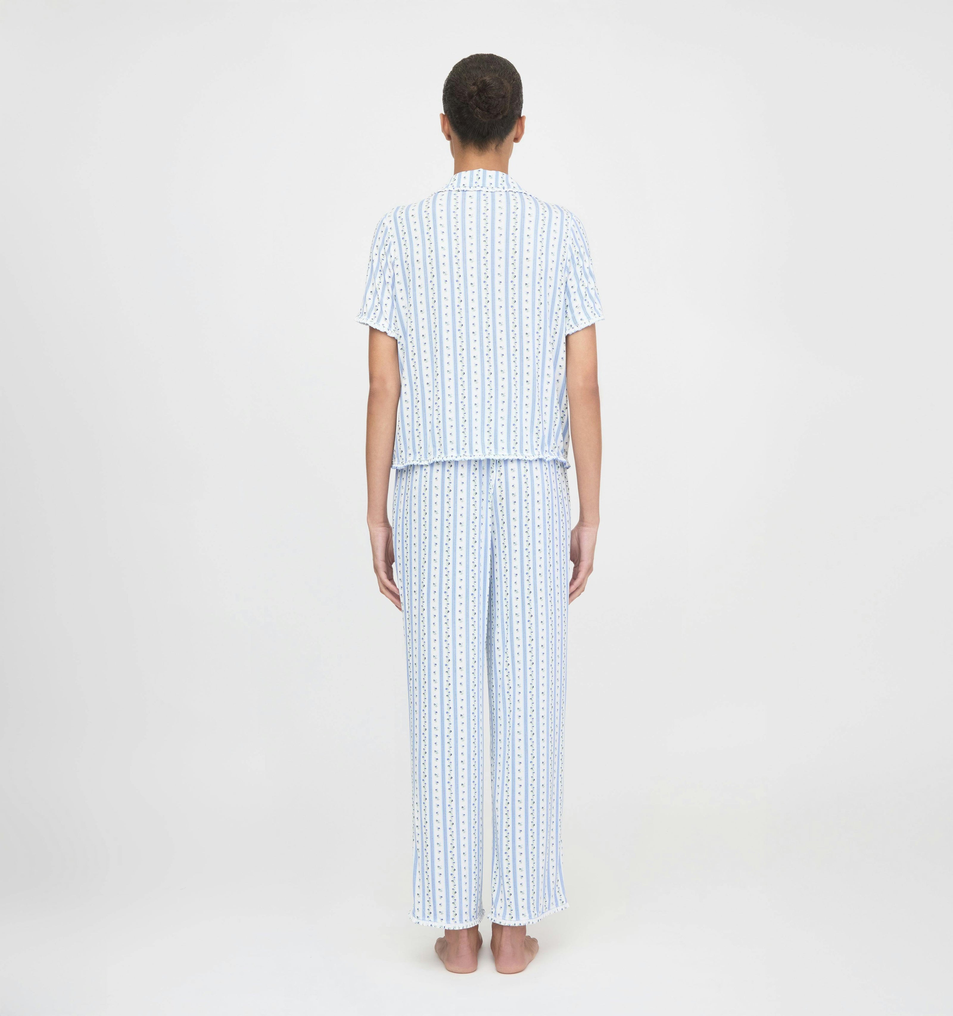 The Marina Pajama Set - Blue Petal Stripe