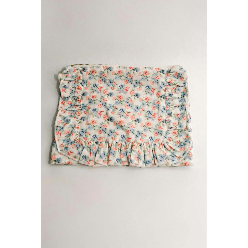 April Posies Timeless Floral Ruffle Zipper Pouch