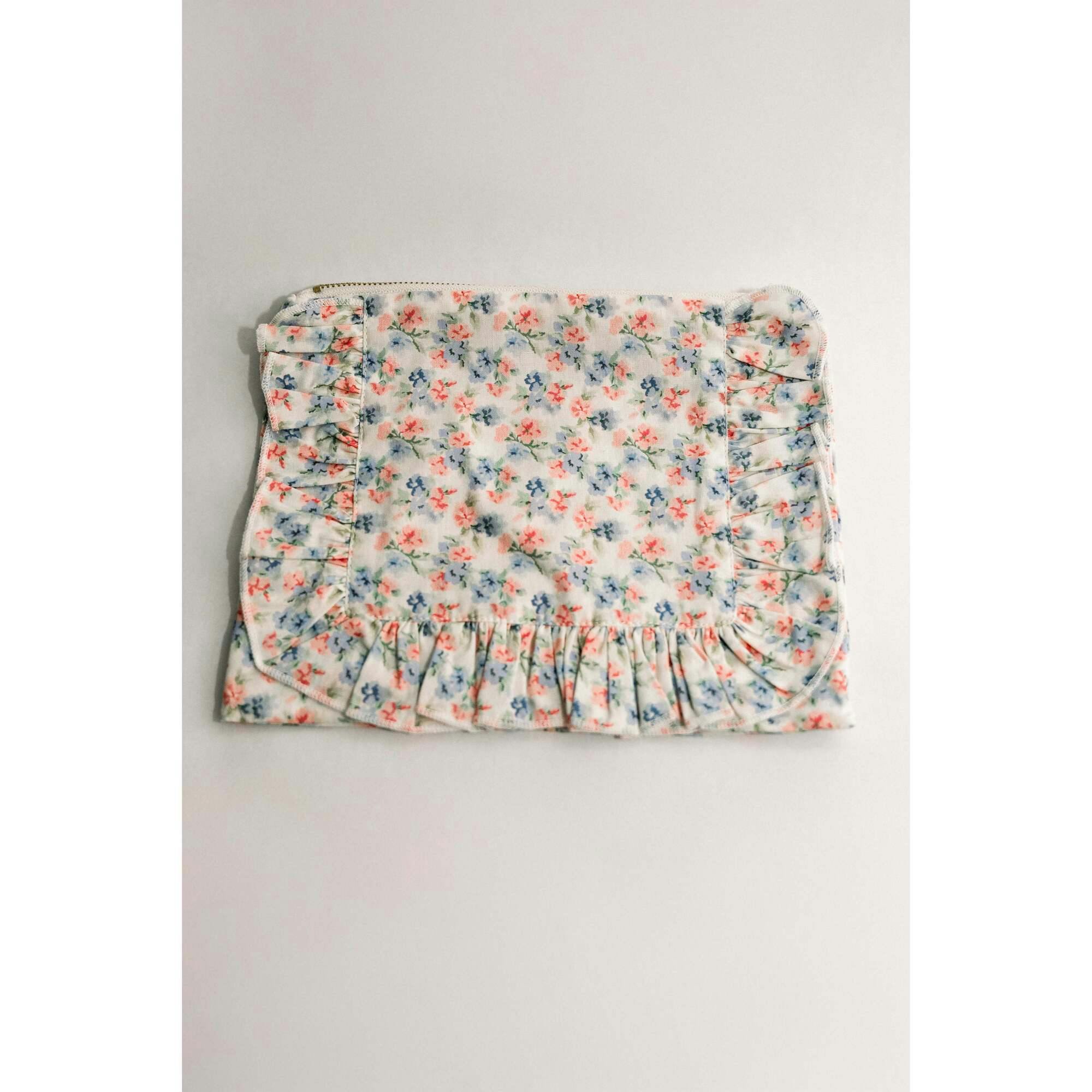 April Posies Timeless Floral Ruffle Zipper Pouch
