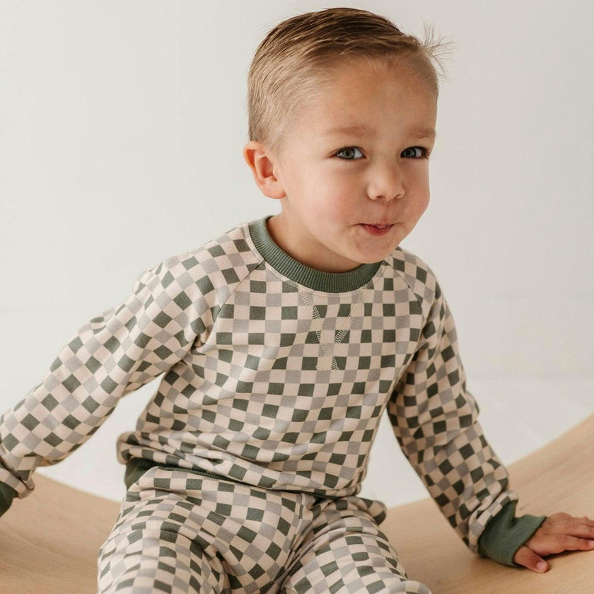Fleece Sweatshirt Fern Checkered