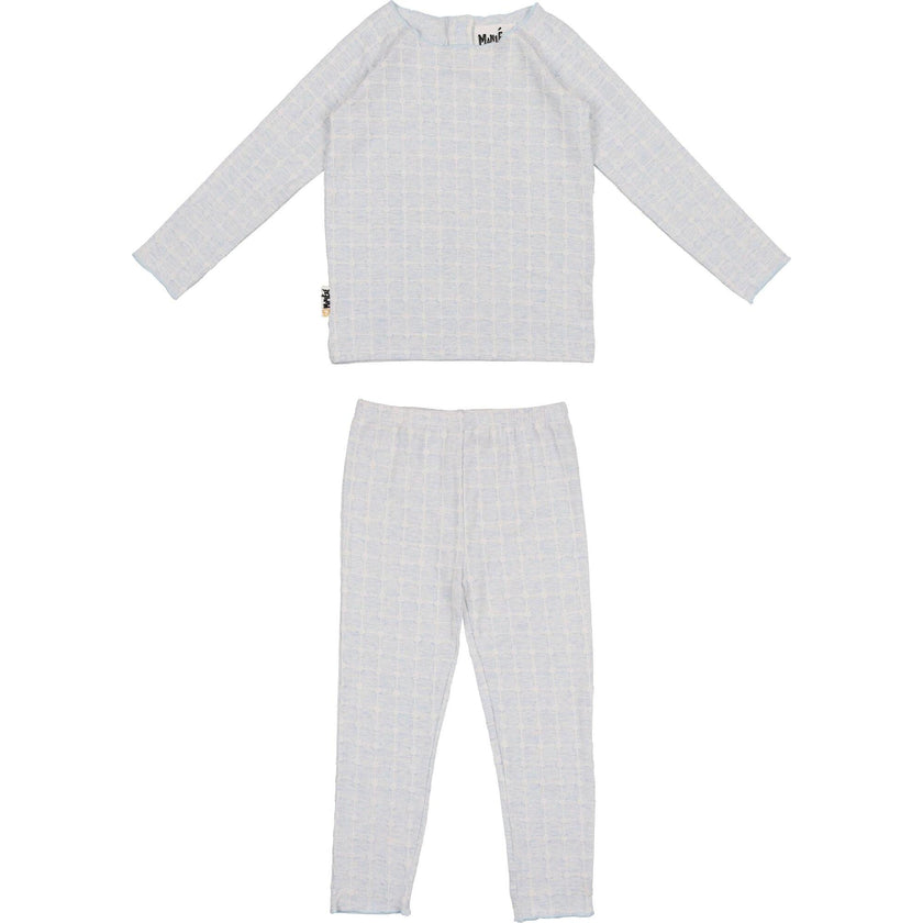 Box Design Raglan Sleeve Top & Pant Set, Blue