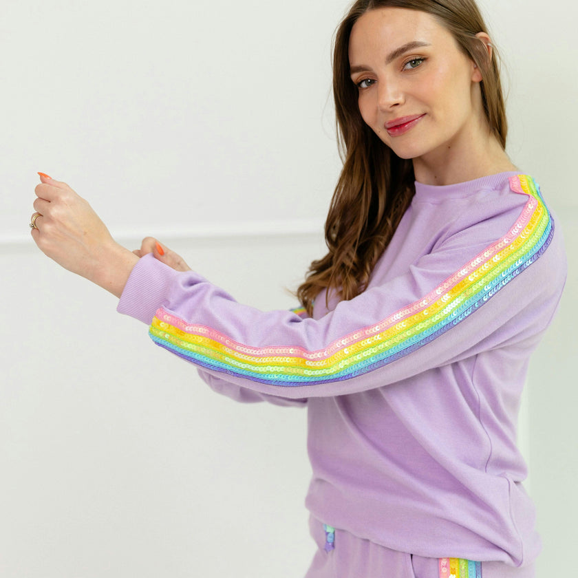 Women's Lavender Rainbow Sequin Set