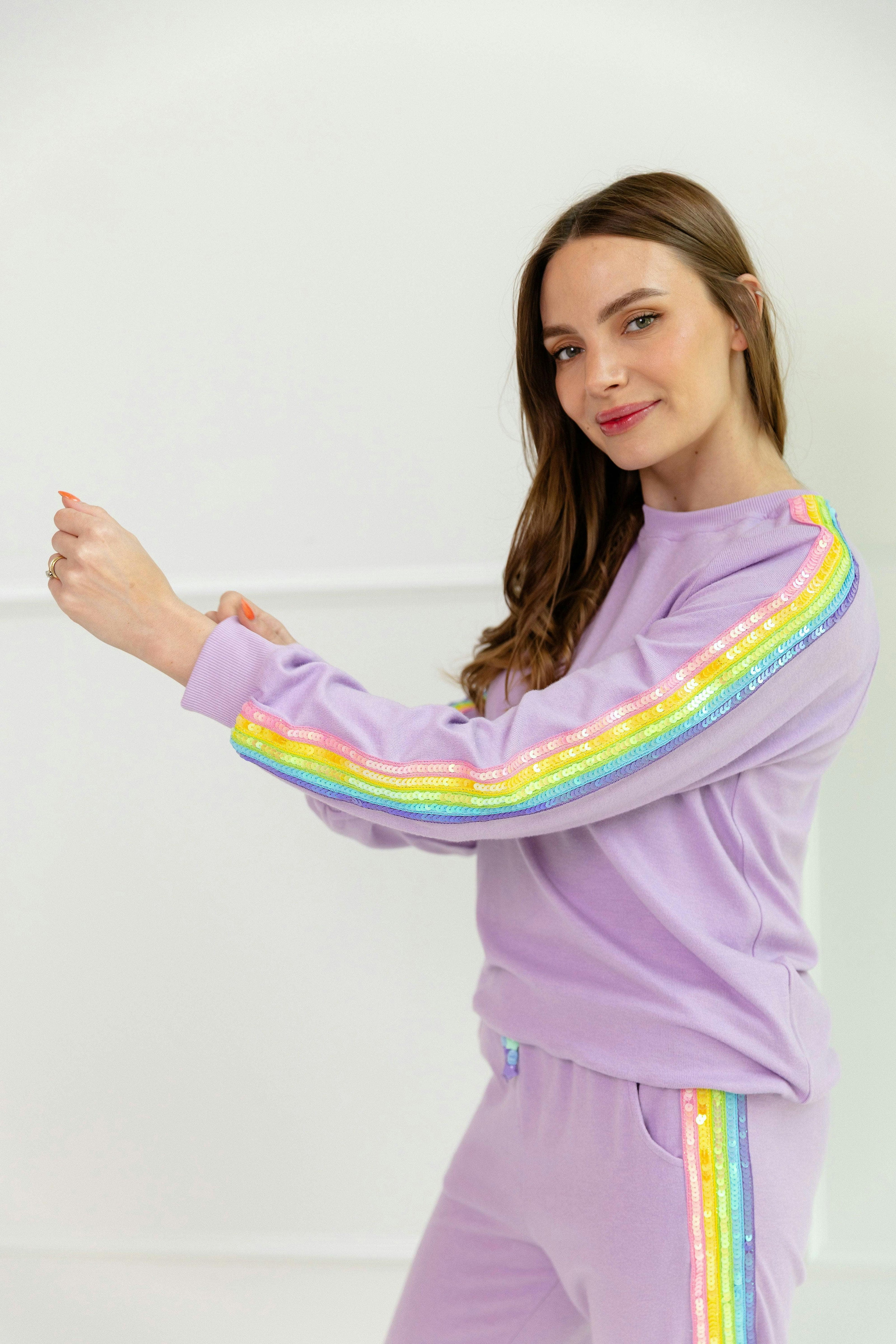 Women's Lavender Rainbow Sequin Set