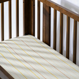 Crib Sheet in GOTS Certified Organic Brushed Cotton in Ivory with Warm Multi-Color Stripes