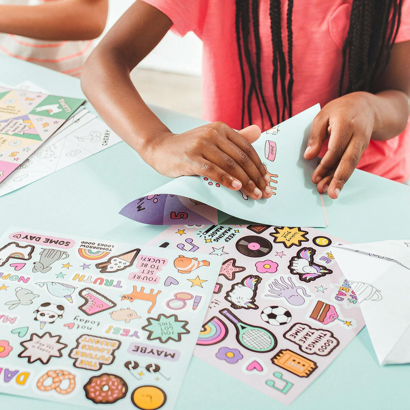 DIY Fortune Tellers Activity Kit - 24 Designs - 2 Sticker Sheets