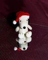 Plush PEANUTS SNOOPY Sitting WITH CHRISTMAS HAT 7"