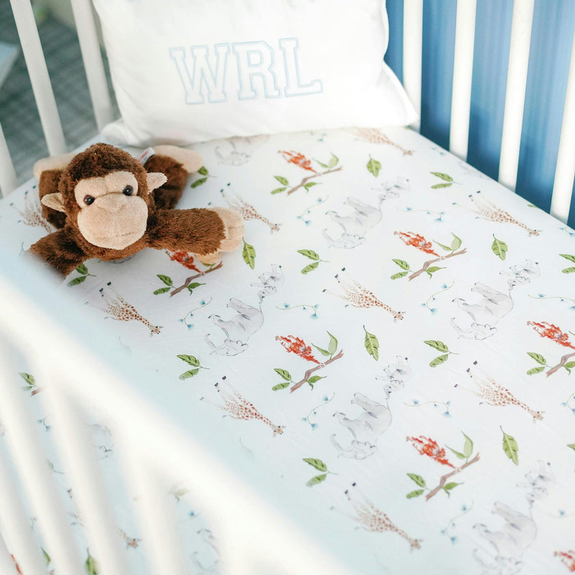The Safari Party Print Crib Sheet