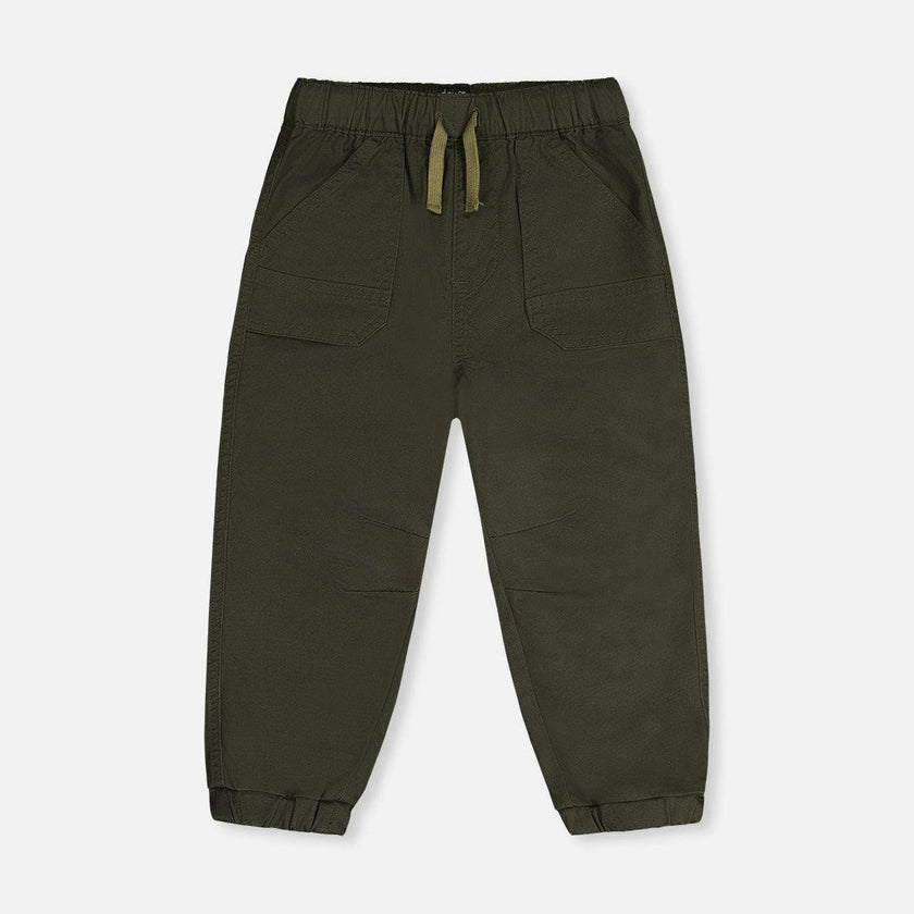 Stretch Canvas Jogger Pants Very Dark Green
