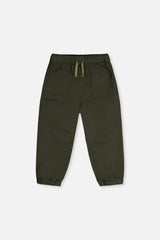 Stretch Canvas Jogger Pants Very Dark Green