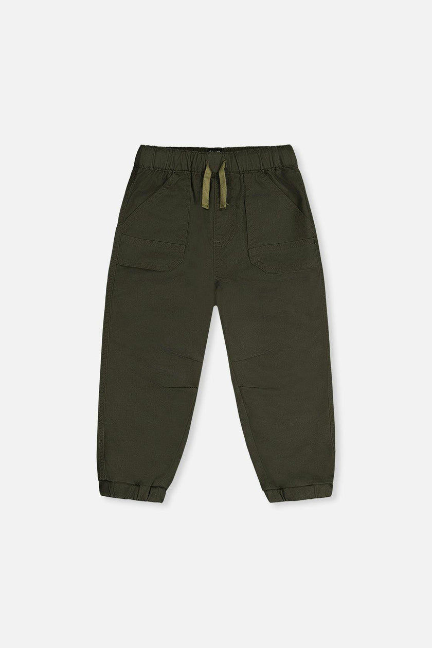 Stretch Canvas Jogger Pants Very Dark Green