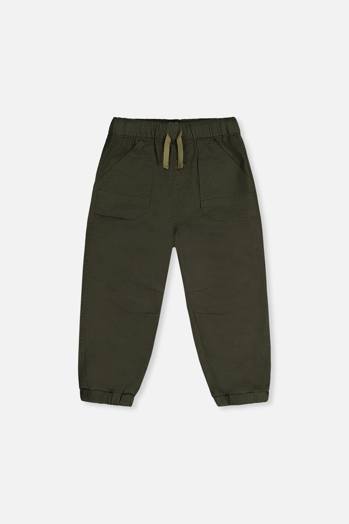 Stretch Canvas Jogger Pants Very Dark Green