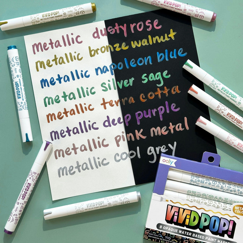 Vivid Pop! Water Based Paint Markers - Metallic - Set of 8