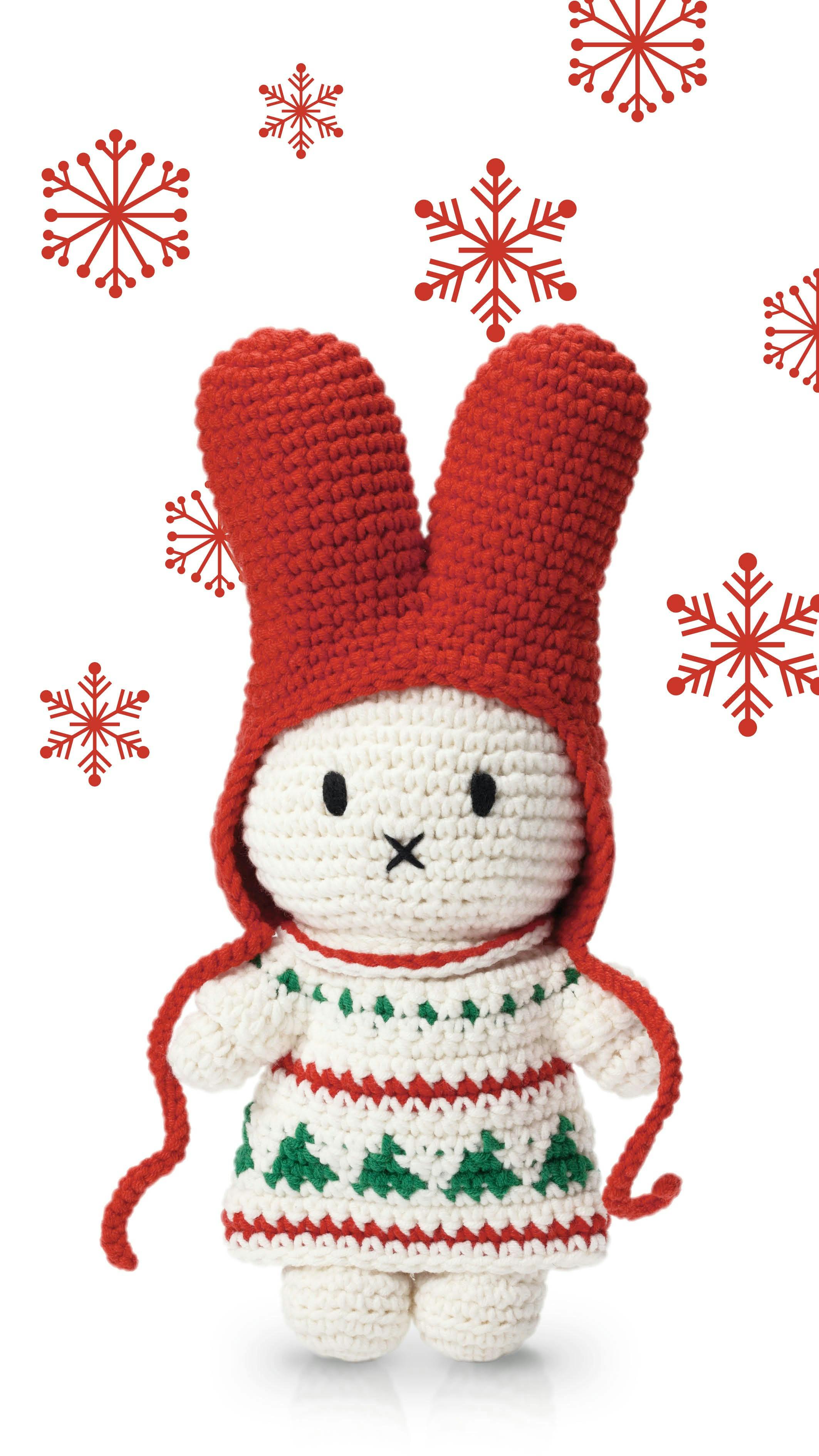 Miffy in Christmas Crochet Dress