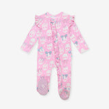 Ms. Kelly Picot Footie Ruffled Zippered One Piece
