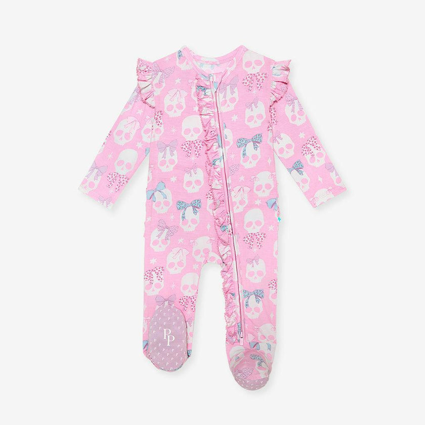 Ms. Kelly Picot Footie Ruffled Zippered One Piece