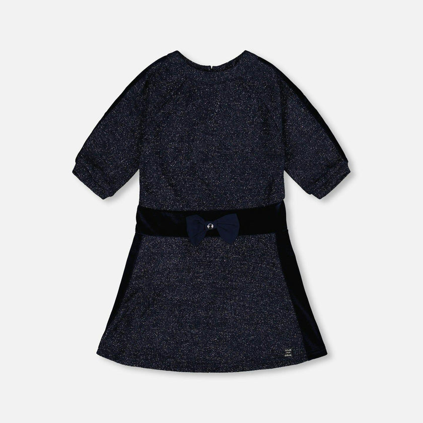 3/4 Sleeve Lurex Dress Navy Blue
