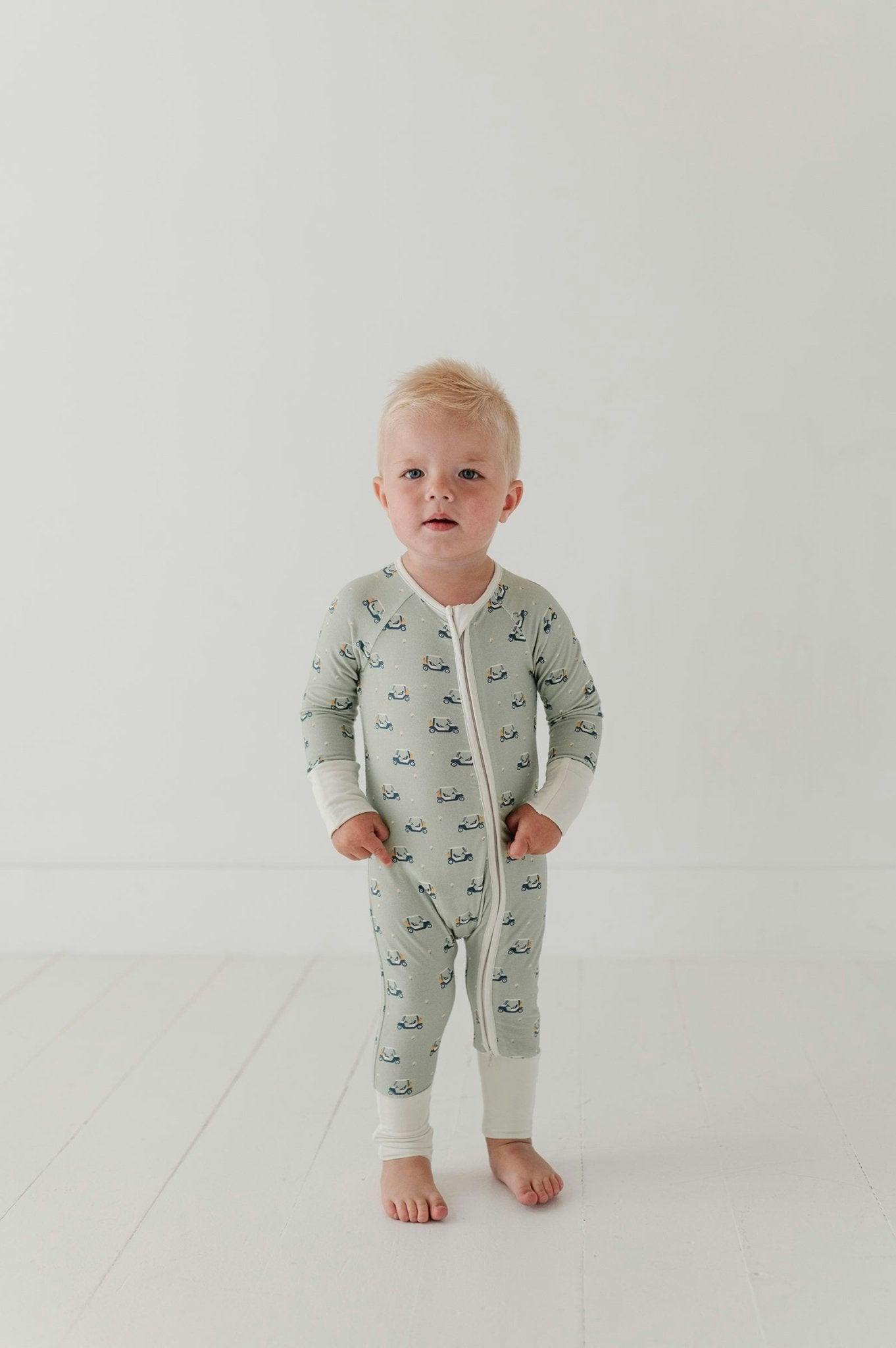 Baby Boy Long Sleeve Zip Romper in Construction