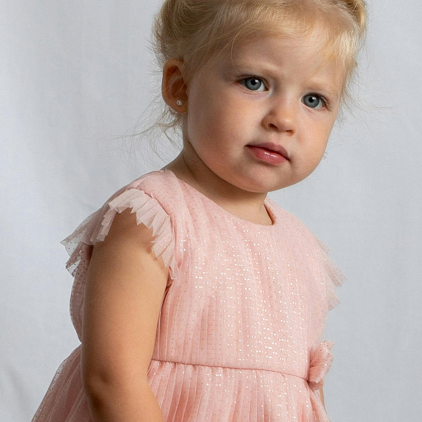 Pink Baby Dress With Glitter Bow