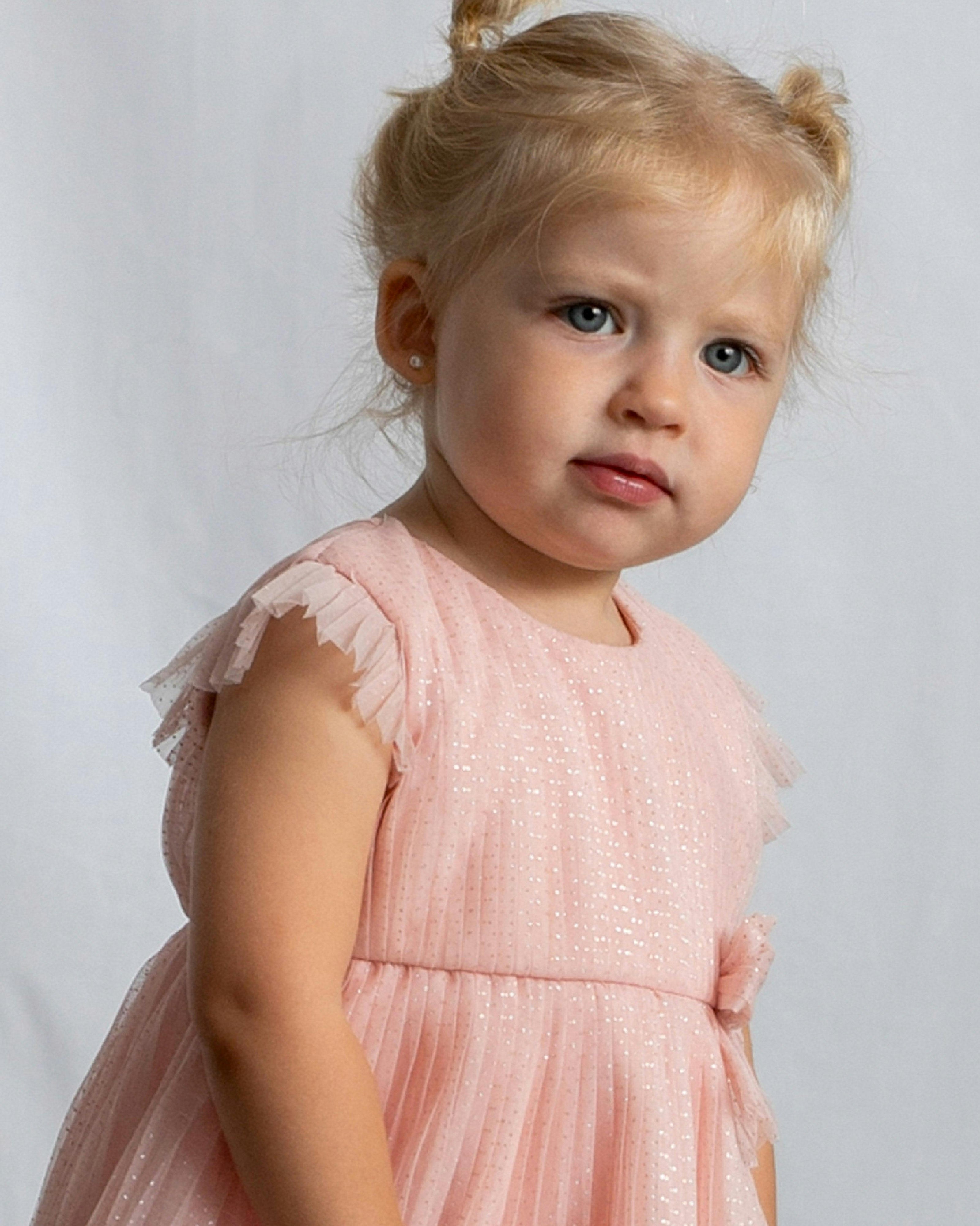 Pink Baby Dress With Glitter Bow