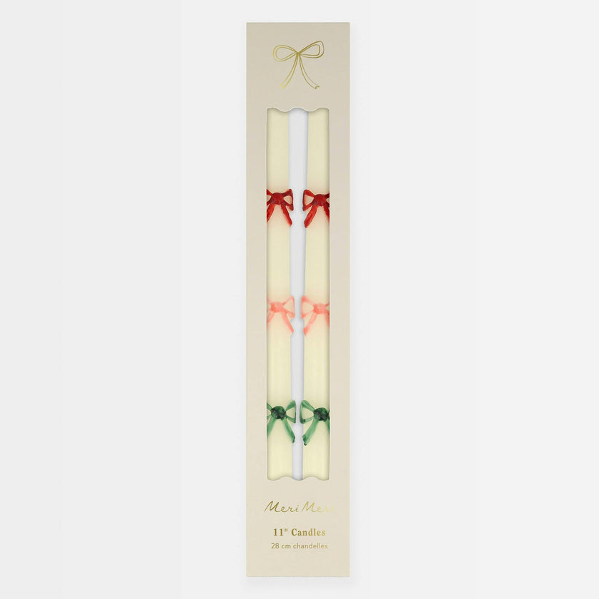 Multi Color Bow Taper Candles