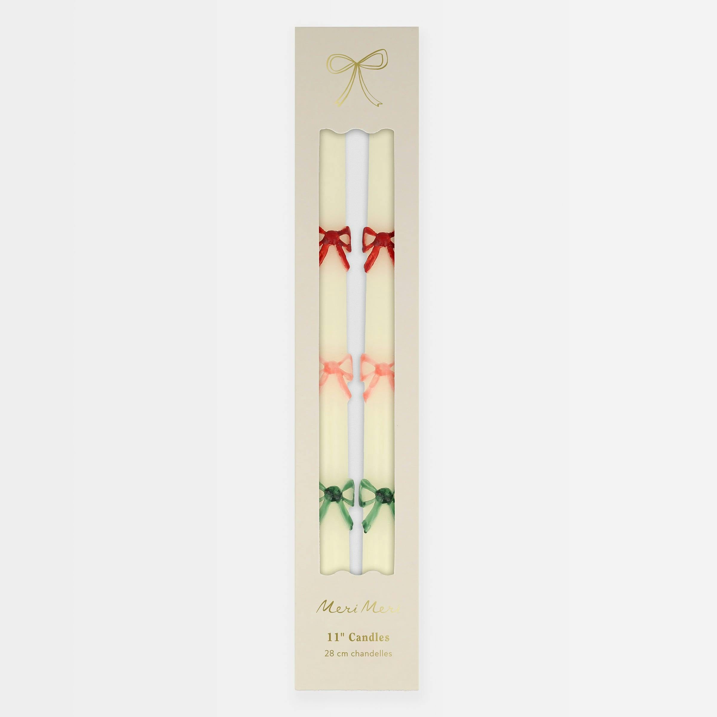 Multi Color Bow Taper Candles