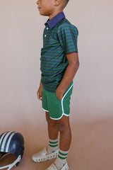 dark green retro super short with white piping