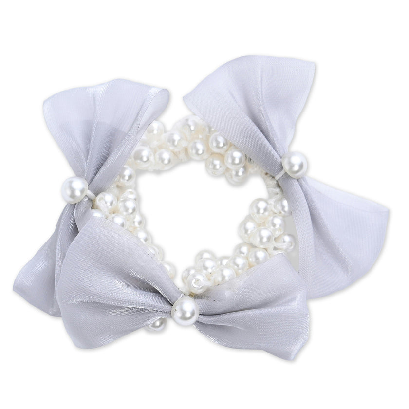 Pearl Bow Scrunchie Set