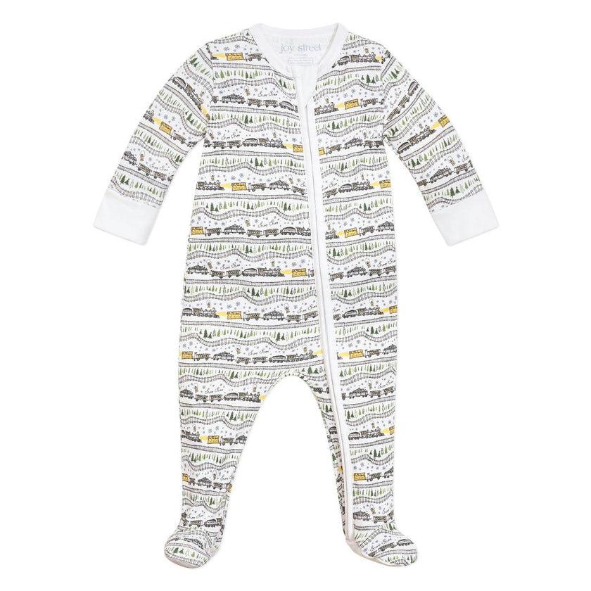Christmas Trains Zip Baby Onesie